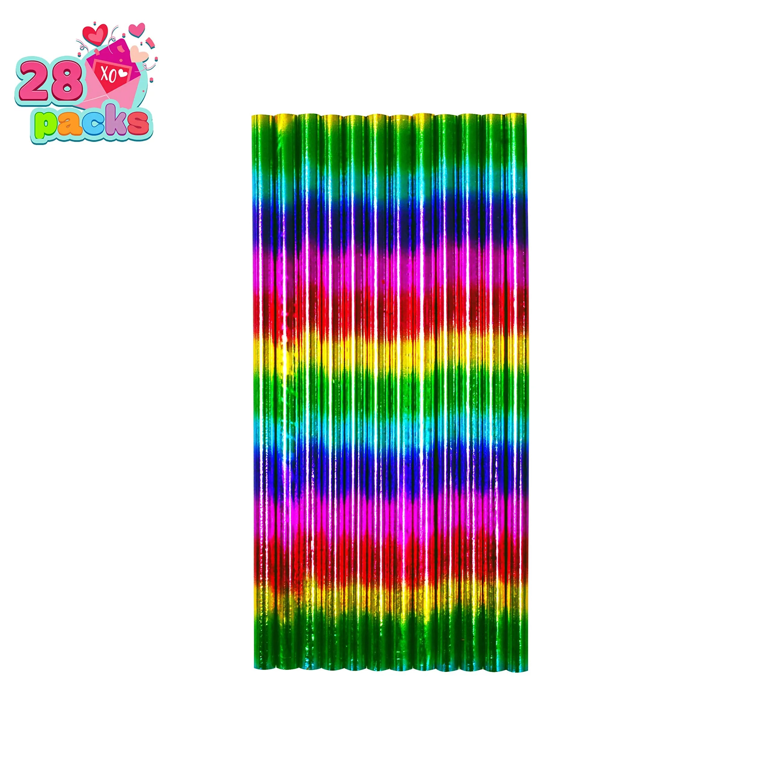 28 Rainbow Pencils with Valentine's Day Cards for Classroom Exchange