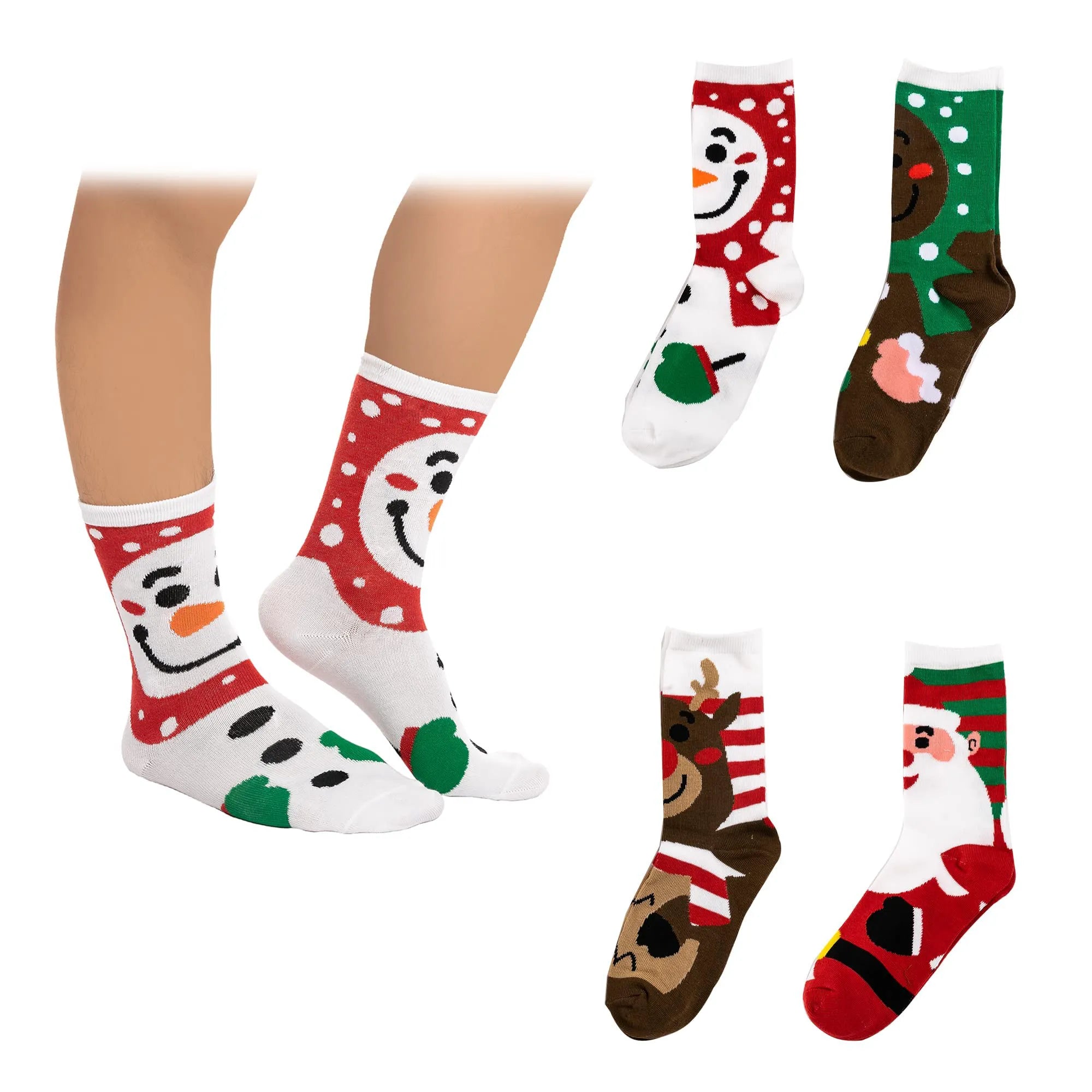 12 Days of Socks Advent Calendar - 12 Pairs (Santa, Snowman, Reindeer, Gingerbread Man)
