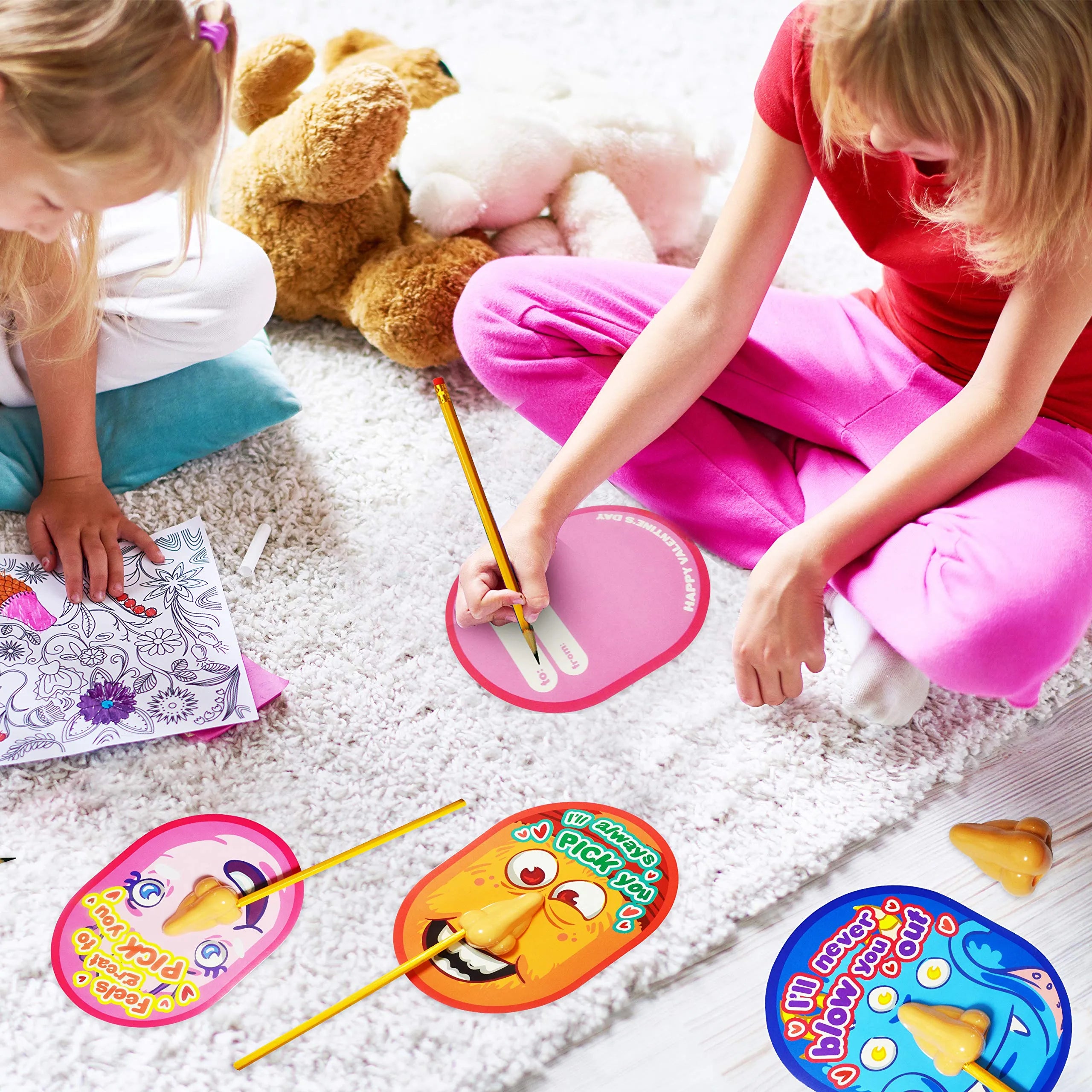 28-Pack 'I Pick Your Nose' Pencil Sharpener Set - Valentine's Day Cards for Kids