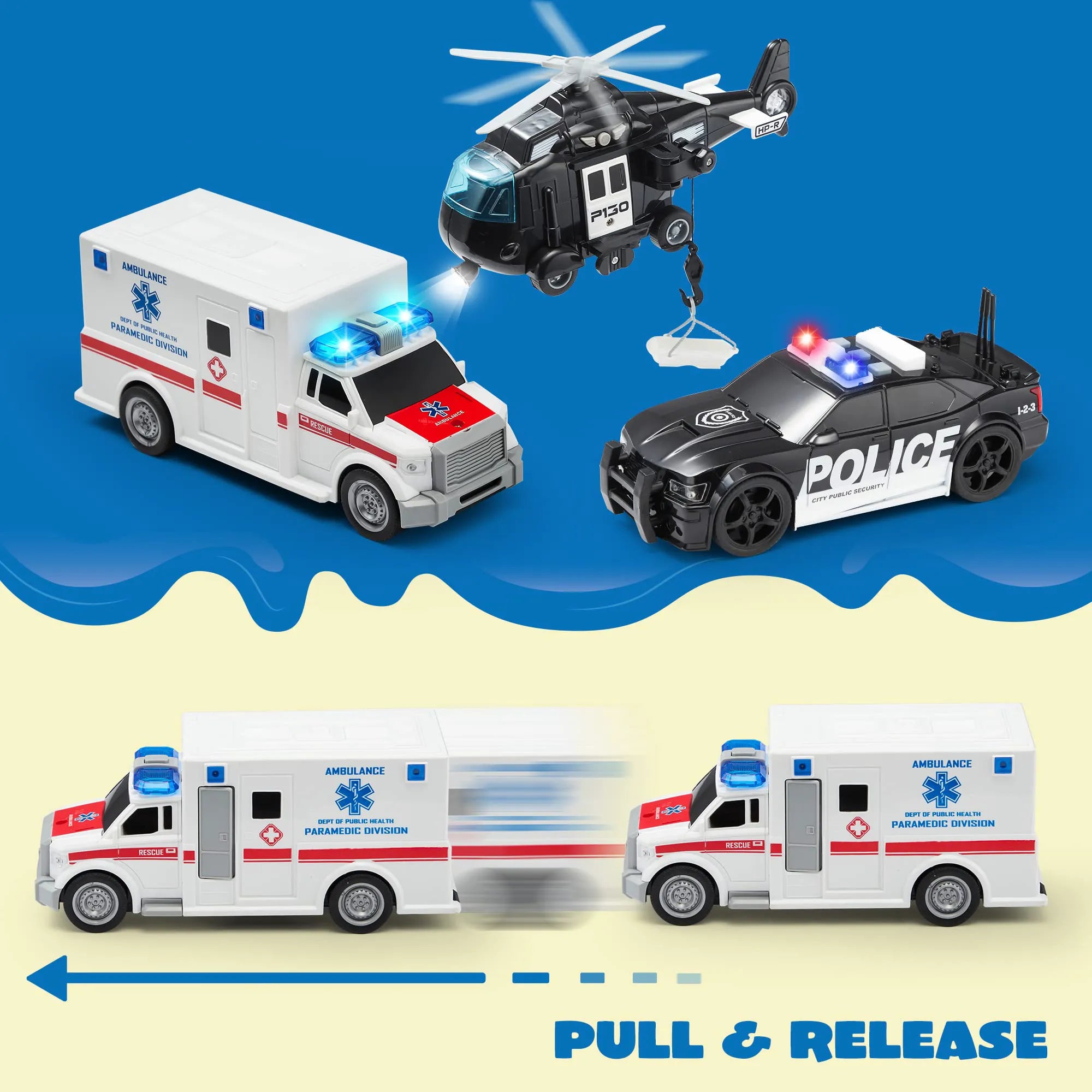 3-Piece City Hero Police Vehicle Toy Set