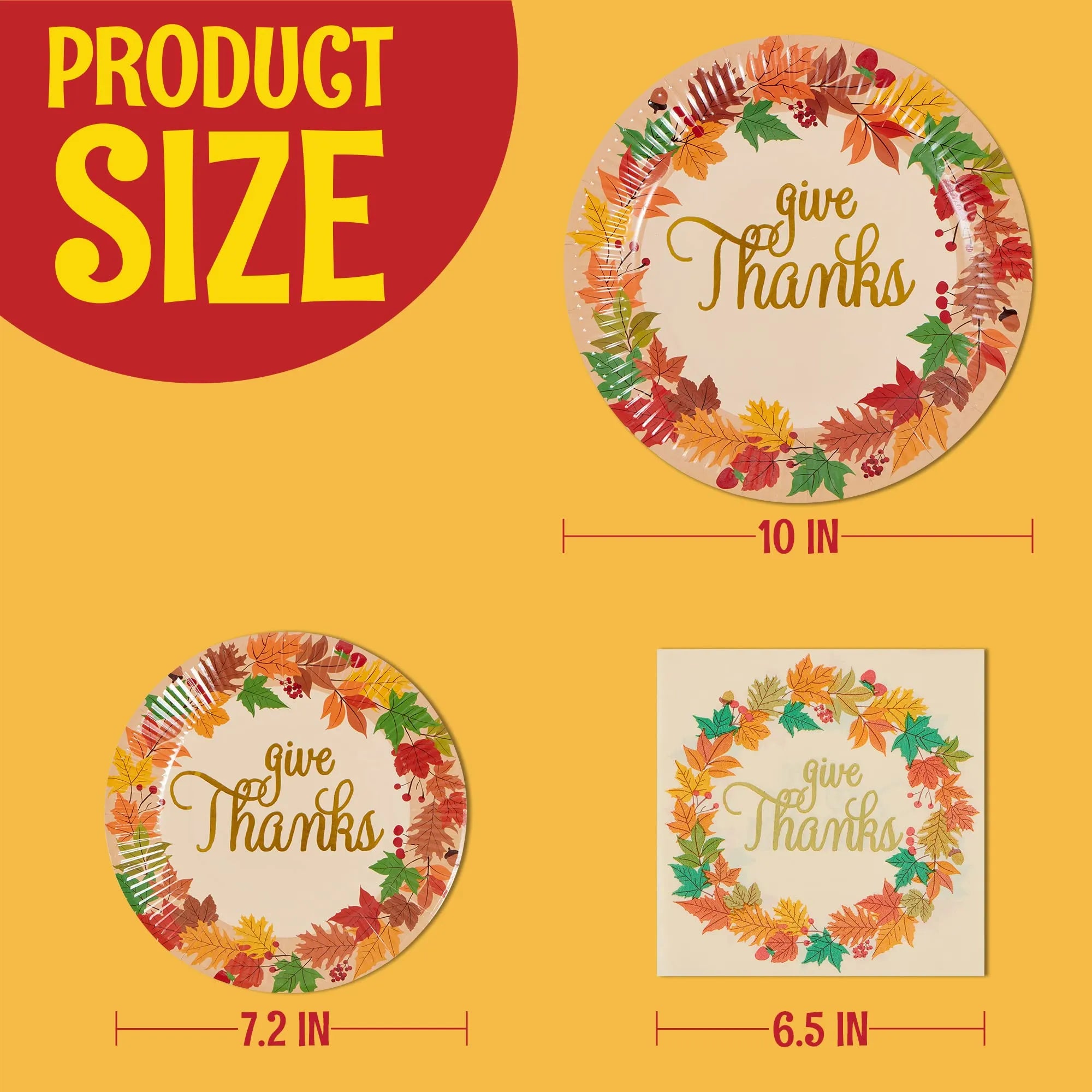 Thanksgiving Paper Plates and Napkins Set for 24 Guests