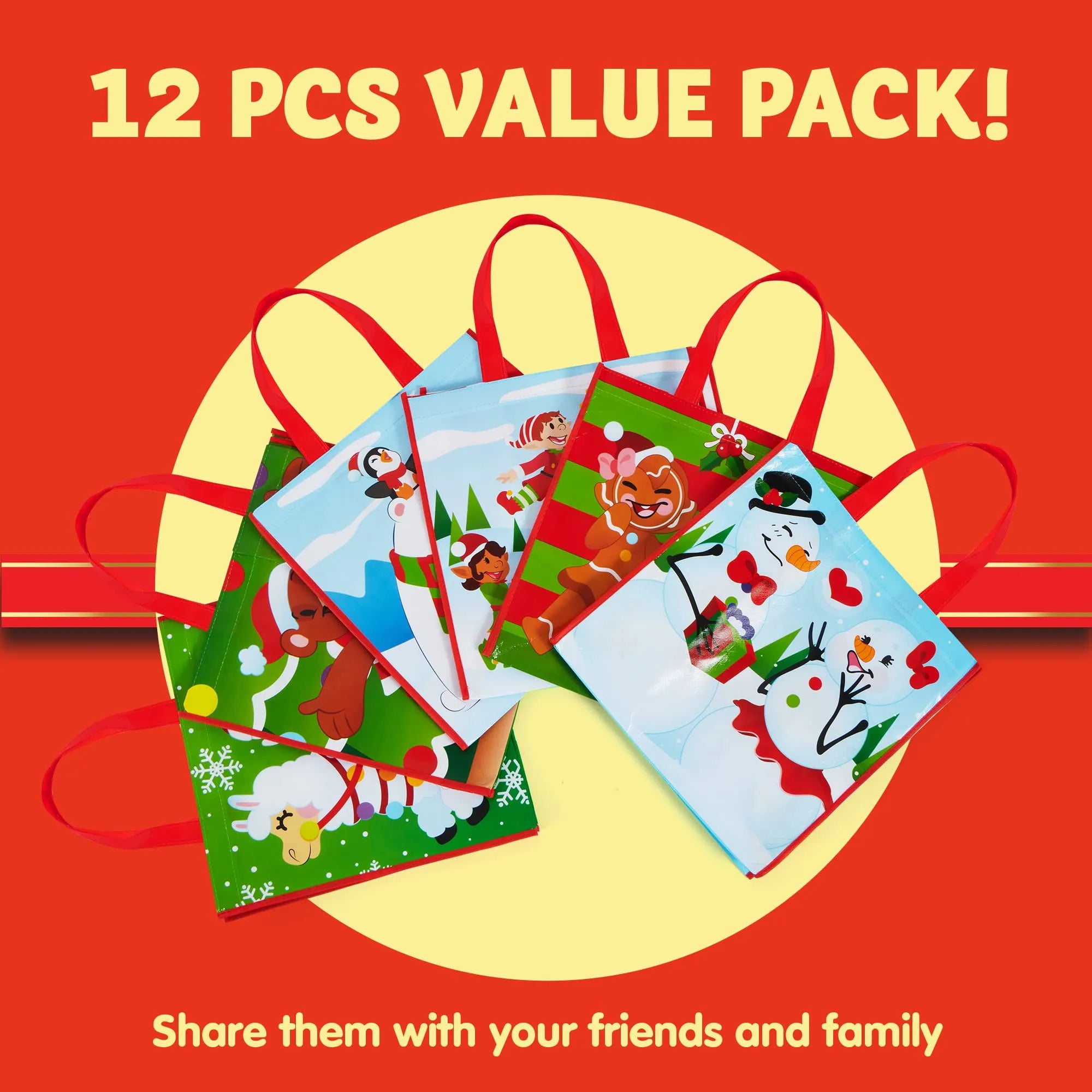 Tote Bags, 6 Designs, 12 Pcs