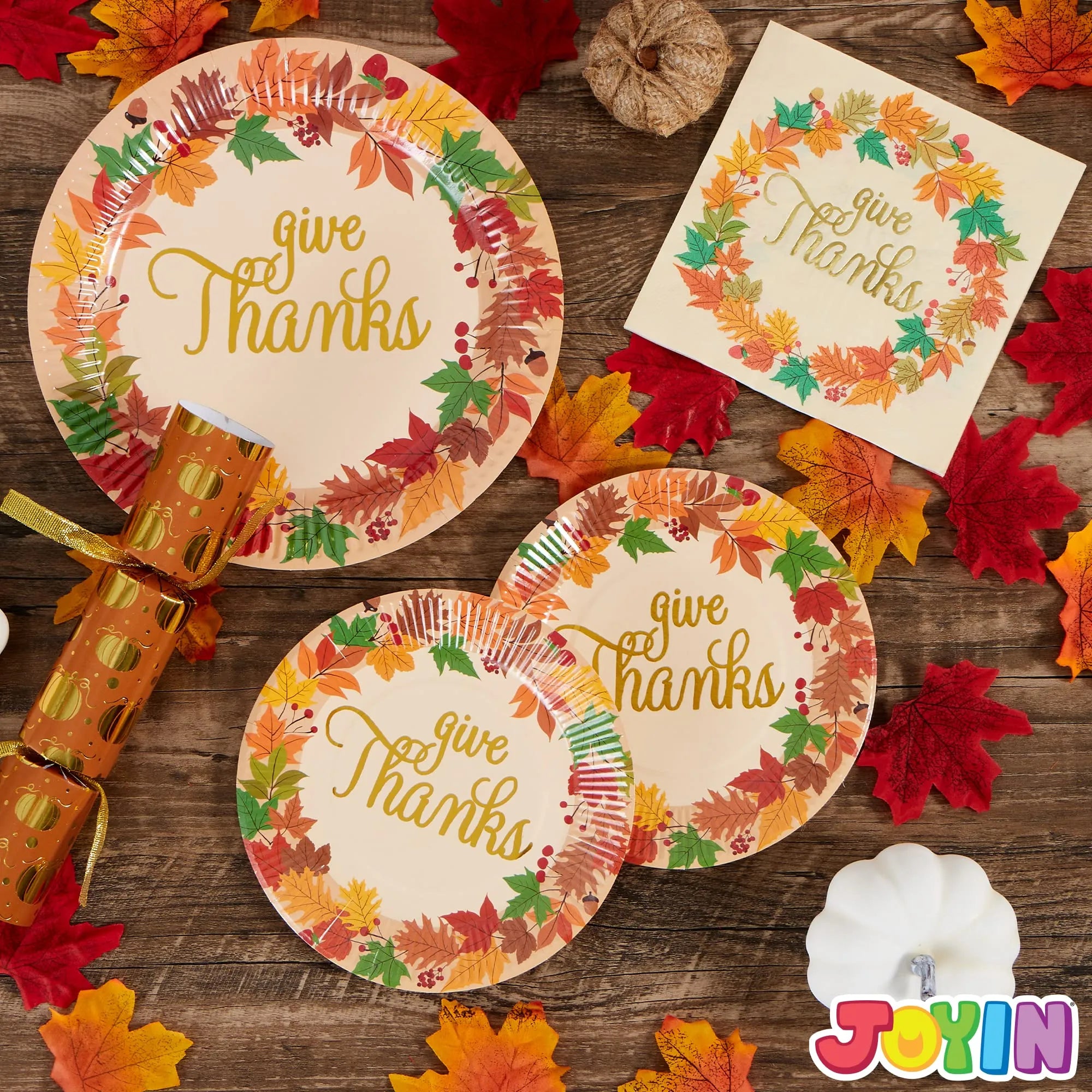 Thanksgiving Paper Plates and Napkins Set for 24 Guests