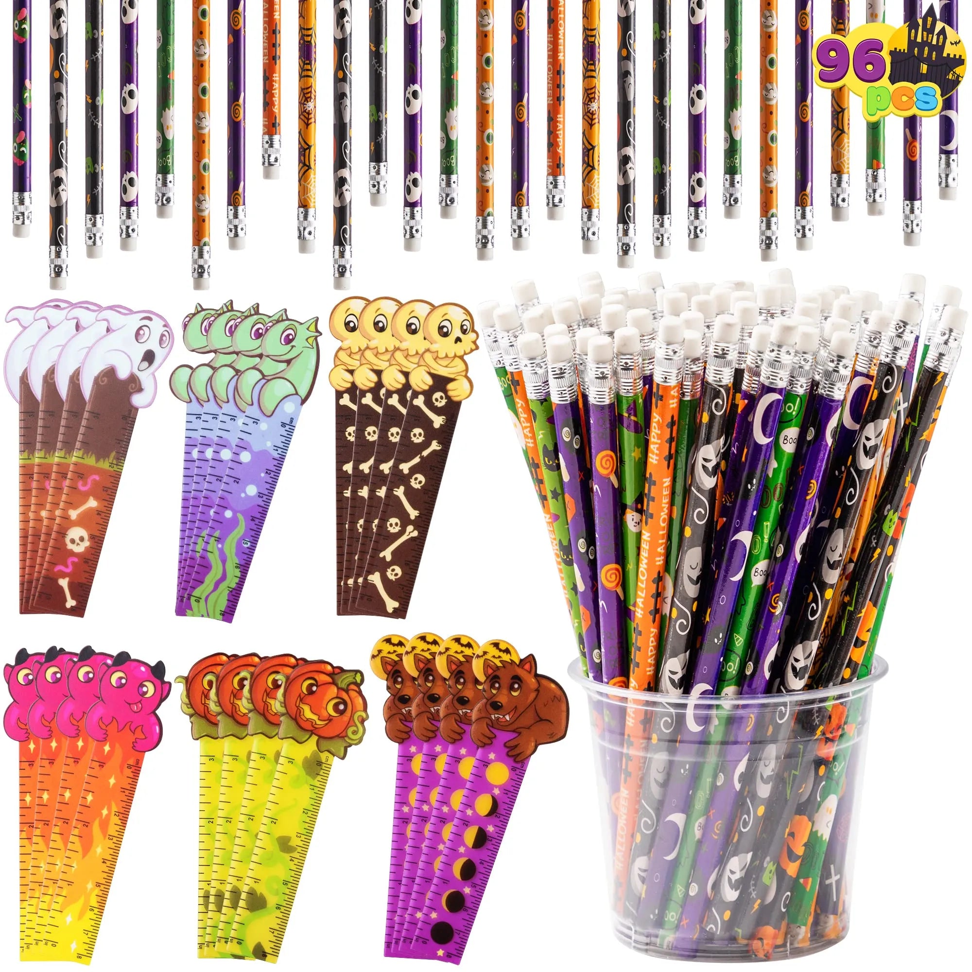 Halloween Pencil & Ruler Set - 96 Pieces