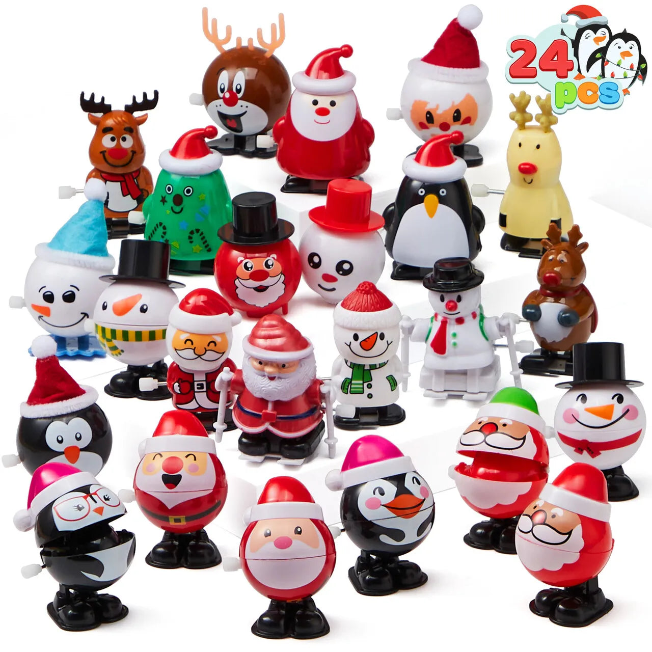24 Pack Christmas Wind Up Toys - Festive Decorations and Gifts