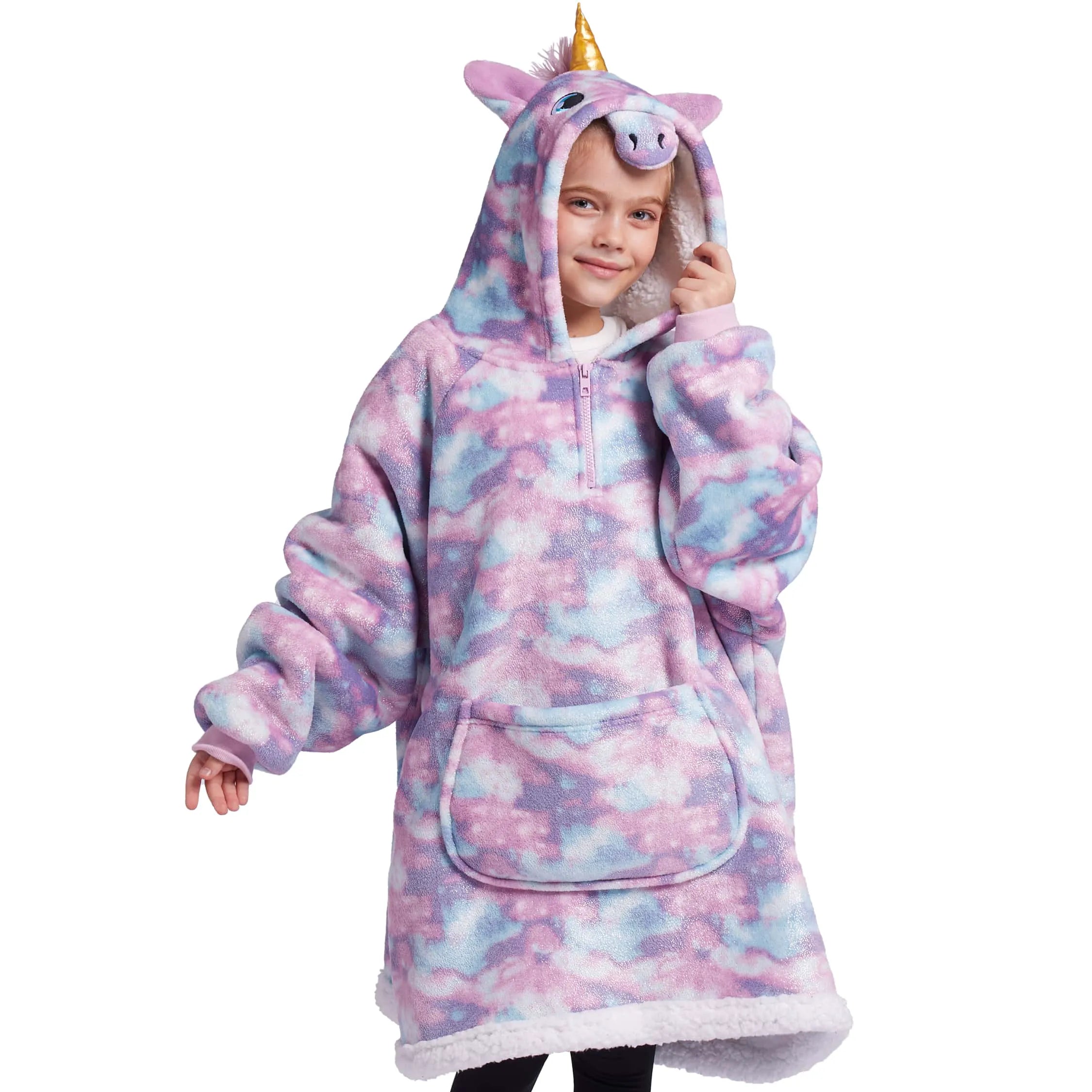 Kids' Sherpa Wearable Blanket - Dark Blue Tie Dye